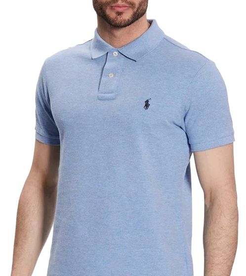 POLO RALPH LAUREN Polo homme coupe ajustée en coton chemise à manches courtes chemise basique 710675974019 bleu