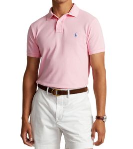 POLO RALPH LAUREN Polo da uomo Camicia personalizzata slim fit in cotone Camicia a maniche corte Camicia basic 710782592033 Rosa