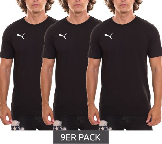 9er Pack Puma TeamGOAL 23 Casual Herren Baumwoll-Shirt mit Logo-Stickerei schlichtes T-Shirts Sparpack 656578 03 3 Schwarz