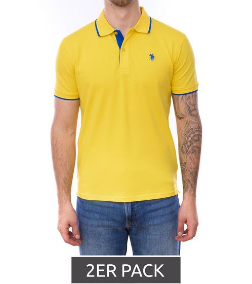 Paquet de 2 U.S. POLO ASSN. Polo homme chemise basique chemise en coton chemise à manches courtes pack économique 197 63899 52520 112 jaune/bleu