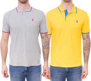 U.S. POLO ASSN. Herren Polo-Shirt Basic-Shirt Baumwoll-Shirt Kurzarm-Shirt 197 63899 52520 in Grau/Rot oder Gelb/Blau