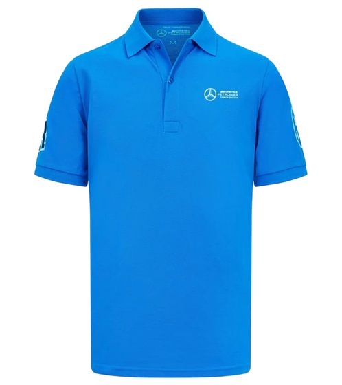 Mercedes-Benz AMG Petronas F1 MAPF1 FW George Russell polo de hombre elegante camisa de algodón 701222317 002 azul