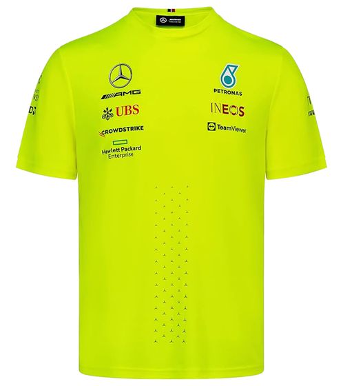 Mercedes-Benz AMG Petronas F1 men's T-shirt with sponsor logos, short-sleeved shirt 701220706 001 neon yellow