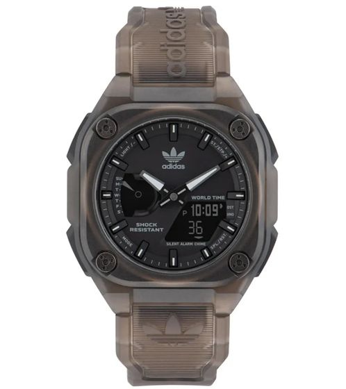 adidas CITY TECH ON montre-bracelet pour hommes et femmes, montre de sport à la mode avec résistance à l'eau 10 ATM AOST23059 gris/noir