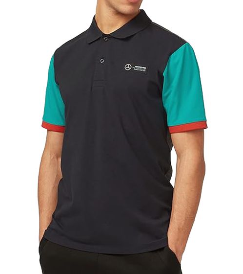 Mercedes-Benz AMG Petronas F1 polo homme chemise à manches courtes chemise en coton 701218884 001 noir/vert/gris