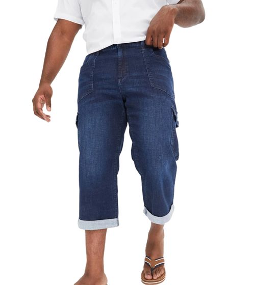 Comfortable men's 7/8 jeans with straight waist cargo shorts with twisted hem denim pants 928037 dark blue