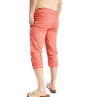 Comfortable men's 3/4 slip-on trousers made of linen, regular fit, summer shorts 964623 orange