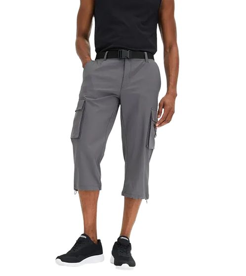 sportliche Herren Funktions-Hose in 3/4 Länge Sommer-Shorts mit Gürtel Bermuda im Cargo-Style 942422 Grau