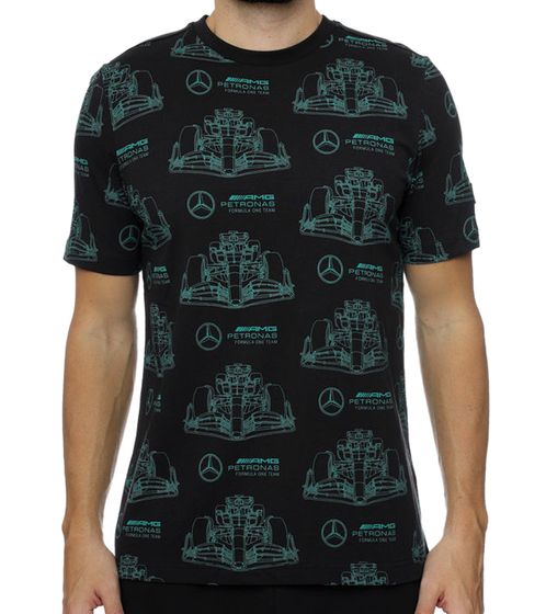 T-shirt homme Puma X Mercedes-Benz AMG Petronas F1, chemise en coton élégante avec imprimé de voiture de course sur toute la surface 621156 01 Noir