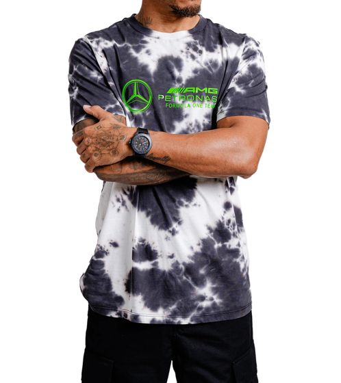 Mercedes-Benz AMG Petronas F1 MAPF1 FW Tie Dye men's T-shirt with batik pattern cotton shirt 701225135 001 gray/green