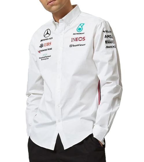 Mercedes-Benz AMG Petronas F1 Team-Shirt 2023 Herren Langarm-Hemd mit Stickerei 701223406 001 Weiß