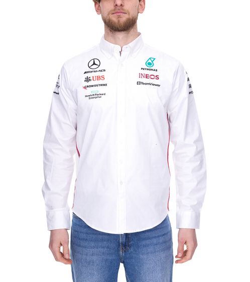 Mercedes-Benz AMG Petronas F1 Team-Shirt 2023 Herren Langarm-Hemd mit Stickerei 701223406 001 Weiß