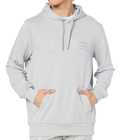 PUMA X Mercedes-Benz AMG Petronas F1 MAPF1 LS Statement Herren Kapuzen-Pullover mit reflektierendem Logo Druck Baumwoll-Hoodie 621158 02 Grau