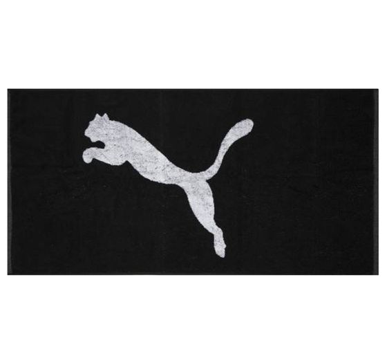 PUMA Baumwoll-Badetuch Frottee-Handtuch mit großem Marken-Logo 50cm x 100cm 054553 01 Schwarz/Weiß