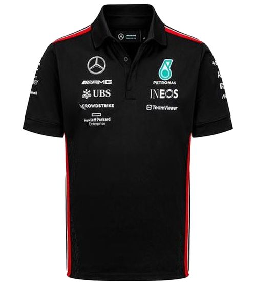 Polo d'équipe de sport automobile pour homme Mercedes-Benz AMG Petronas F1 à manches courtes 701225939 001 Noir