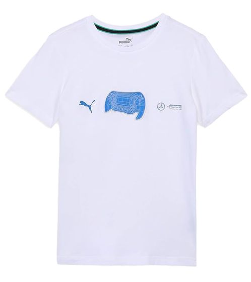 Camiseta gráfica de hombre Puma X Mercedes-Benz AMG Petronas F1 con estampado de volante, algodón, 621155 03, color blanco