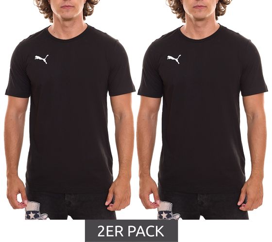 Pack de 2 camisetas PUMA TeamGoal 23 Casual para hombre con bordado de logotipo Camiseta de algodón Fútbol 656578 03 Negro