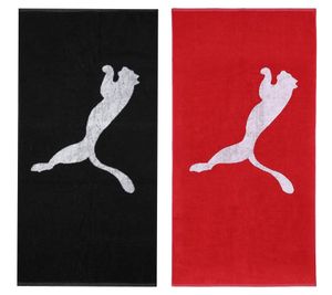 Serviette de bain en coton PUMA Serviette éponge avec grand logo de marque 50 cm x 100 cm 054553 Rouge ou noir