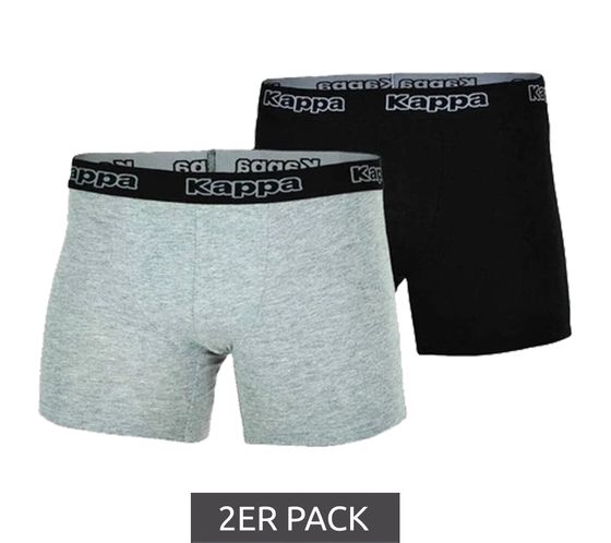 Pack de 2 calzoncillos tipo bóxer para hombre Kappa con letras y logotipo de la marca 351K1JW A80 Negro/Gris Claro