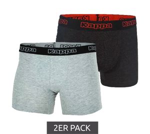 2er Pack Kappa Herren Boxershorts mit Marken Schriftzug und Logo Unterhose 351K1JW ADK Dunkelgrau/Hellgrau/Rot