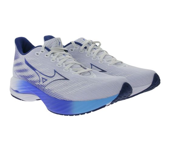 Zapatillas de running para hombre MIZUNO Wave Rider 28 Zapatillas para correr con espuma Enerzy y placa Wave J1GC240301 Blanco/Azul