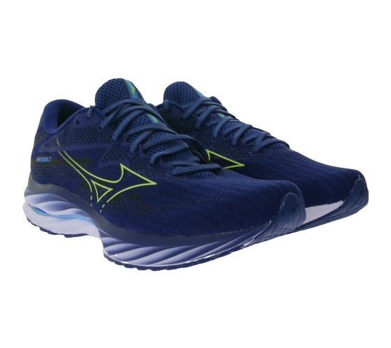 MIZUNO Wave Rider 27 Scarpe da Jogging da Uomo Scarpe da Corsa con Enerzy Foam e Wave Plate J1GC230353 Bianco/Blu/Giallo