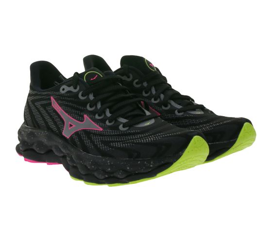 MIZUNO Wave Sky 8 Women's and Men's Jogging Shoes Running Shoes with Enerzy Foam J1GC240206 Black/Pink/Yellow