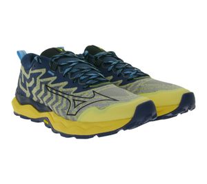 Chaussures de trail running Mizuno Wave Daichi 8 pour homme avec mousse Enerzy et Vibram Megagrip J1GJ247153 Bleu/Orange clair