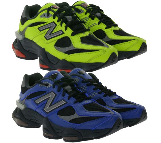 New Balance Sneaker stylische Echtleder-Schuhe mit Dual-Density-Mittelsohle in Neongelb/Schwarz oder Blau/Schwarz