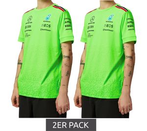 Pack de 2 camisetas de manga corta para hombre Mercedes-Benz AMG Petronas F1 con logotipos de patrocinadores 701223440 001 Verde neón