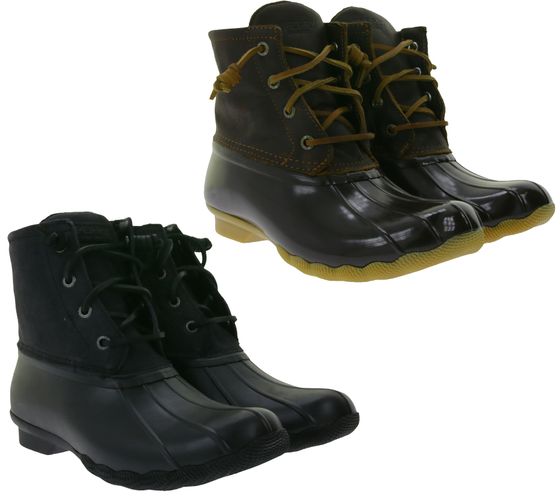 Botas de agua para mujer SPERRY Saltwater, botines impermeables con piel auténtica y tecnología Wave Sipping STS88108 STS91176 Negro o Marrón