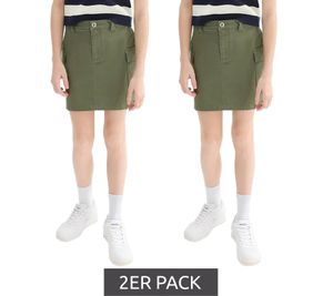 Lot de 2 jupes cargo tendance pour enfants filles, jupe d'été avec poches latérales, jupe en coton 906440 vert olive