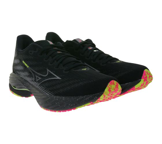 MIZUNO Wave Rider 28 women's and men's jogging shoes running shoes with Enerzy Foam and Wave Plate J1GC246301 Black/Silver/Colorful