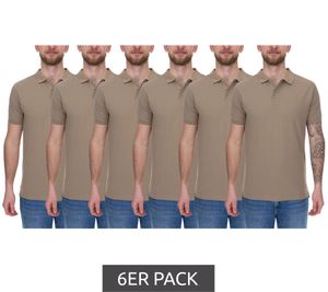 Pack de 6 polos lisos de hombre SANTINO Max polo de algodón camisa de manga corta marrón claro