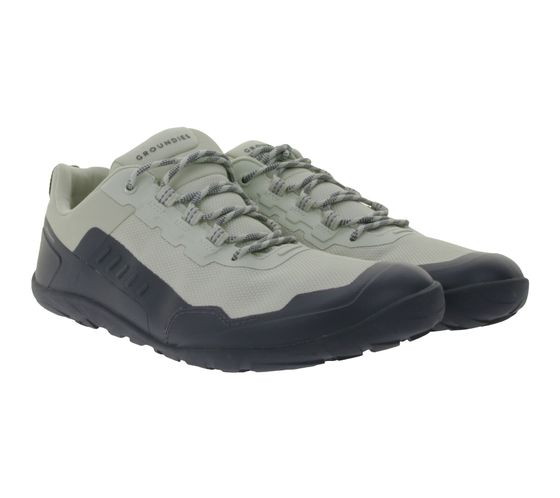 Zapatillas descalzas GROUNDIES para mujer y hombre, todoterreno, caña baja, repelente al agua, suela TrueSense GND-230174-03 beige/gris