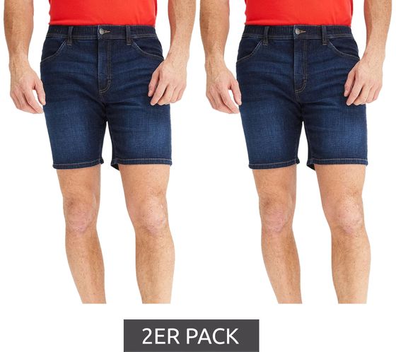 2er Pack leichte Herren Jeans-Shorts Loose-Fit Denim-Bermuda mit Bequembund kurze Hose aus Bio-Baumwolle 913729 Dunkel-Blau