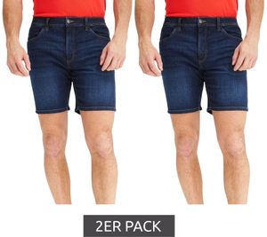 Pack of 2 lightweight men's jeans shorts, loose fit denim Bermuda shorts with comfortable waistband, shorts made of organic cotton 913729 dark blue