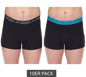 10er Pack Kappa Herren Boxershorts mit Marken Schriftzug und Logo Unterhose 351K1JW ADN Schwarz/Blau