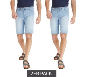 Lot de 2 bermudas en denim stretch décontractés pour hommes de style 5 poches 959131 Bleu