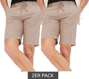 Pack of 2 practical men's chino Bermuda shorts made of linen, summer trousers, fabric shorts 947032 beige