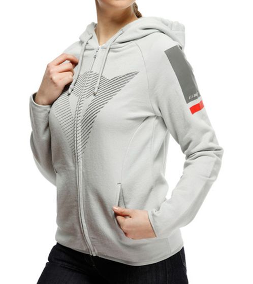 DAINESE Fade Lady Full-Zip Women's Hoodie with Large Brand Logo Cotton Hooded Sweater Pullover 202896859 38G Gray