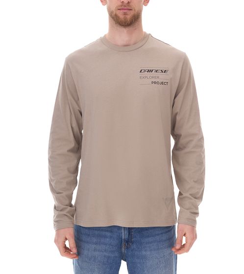 DAINESE Adventure Herren Longsleeve Sweater mit Logo-Druck Baumwoll-Pullover 201896837 06F Beige