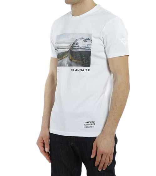 Camiseta de hombre DAINESE Hatch con estampado frontal grande Camisa de algodón Motorsport 201896809 601 Blanco