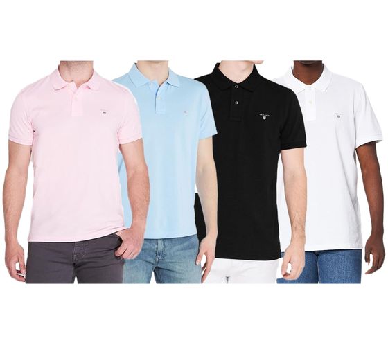 Polo de hombre GANT Camisa de algodón de corte regular Camisa de manga corta Polo 2201 Blanco, azul claro, rosa o negro