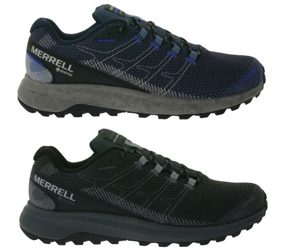 MERRELL Fly Strike Gore-Tex Scarpe da corsa da uomo Scarpe da trail running sostenibili Scarpe da ginnastica impermeabili GTX nere o blu scuro