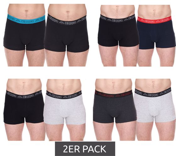 Pack of 2 Kappa men's boxer shorts with brand lettering and logo underpants in various colors such as black, gray, anthracite and blue