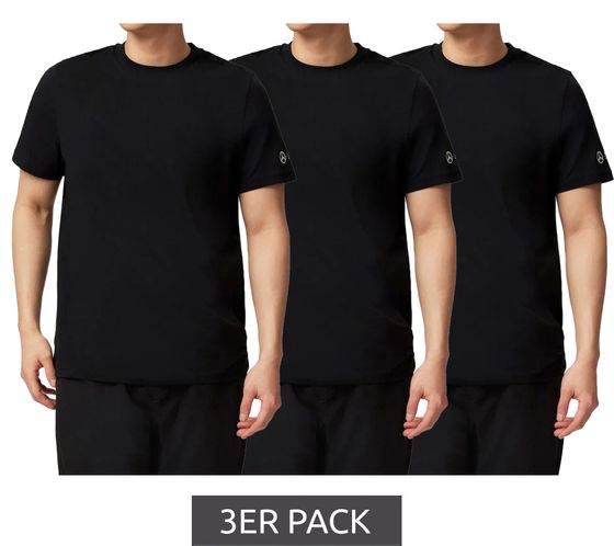 Pack de 3 camisetas básicas para hombre Mercedes-Benz AMG Petronas F1 MAPF1 FW Blank con pequeño estampado en el brazo Camisa de algodón 701219057 001 Negro