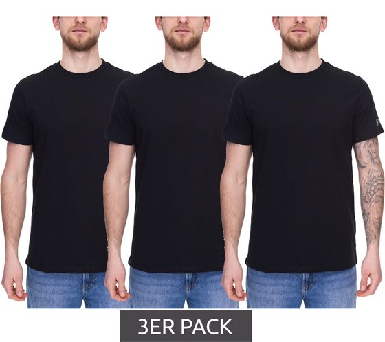 Lot de 3 T-shirts basiques pour hommes Mercedes-Benz AMG Petronas F1 MAPF1 FW vierges avec petit imprimé sur le bras Chemise en coton 701219057 001 Noir