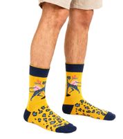 6 paia di calzini di cotone leopardati color senape, con motivo e disegno leopardato, calzini lunghi 20S-JACK 22S-LEO blu/giallo/rosa