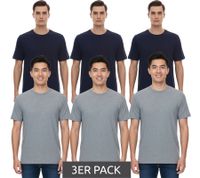 3er Pack Puma Statement Deluxe Edition Base nachhaltiges Herren Baumwoll-Shirt T-Shirts 683509 Grau oder Dunkelblau